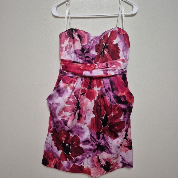 Reitmans Women’s Pink Cocktail Wedding Strapless Floral Sweetheart Dress Size 11 - Picture 2 of 6
